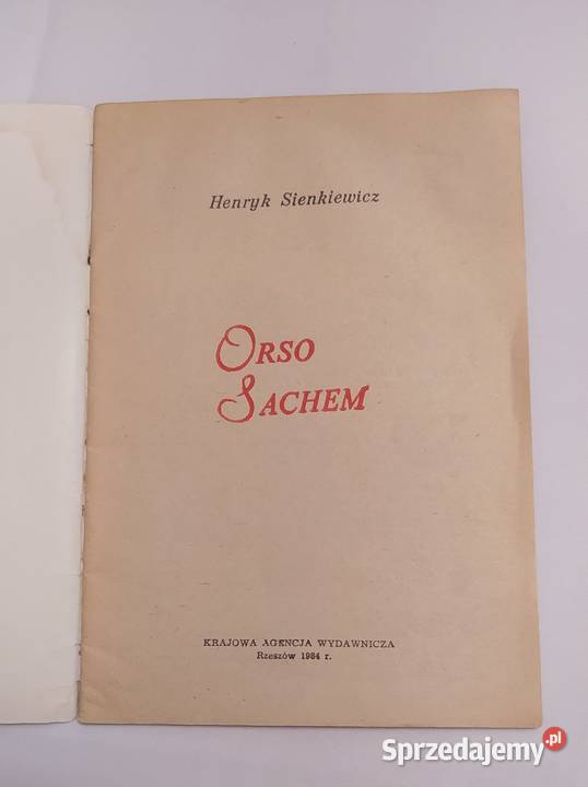 ORSO SACHEM Henryk Sienkiewicz ISBN 8303007858 Hajnówka