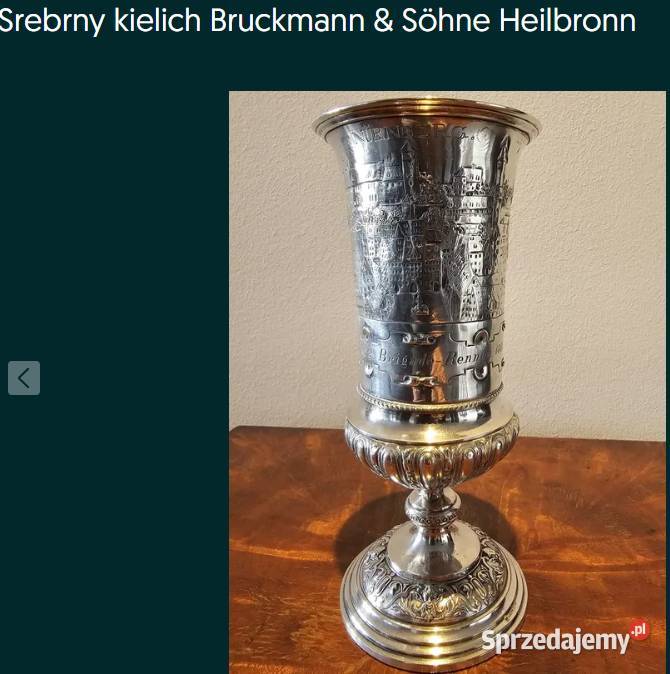Kielich srebrny Bruckmann Shne Heilbronn Nrnberg dolnośląskie Zgorzelec sprzedam