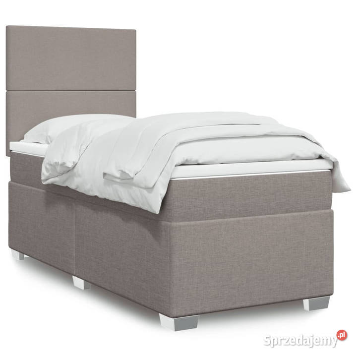Łóżko kontynentalne z materacem taupe tkanina 200cm