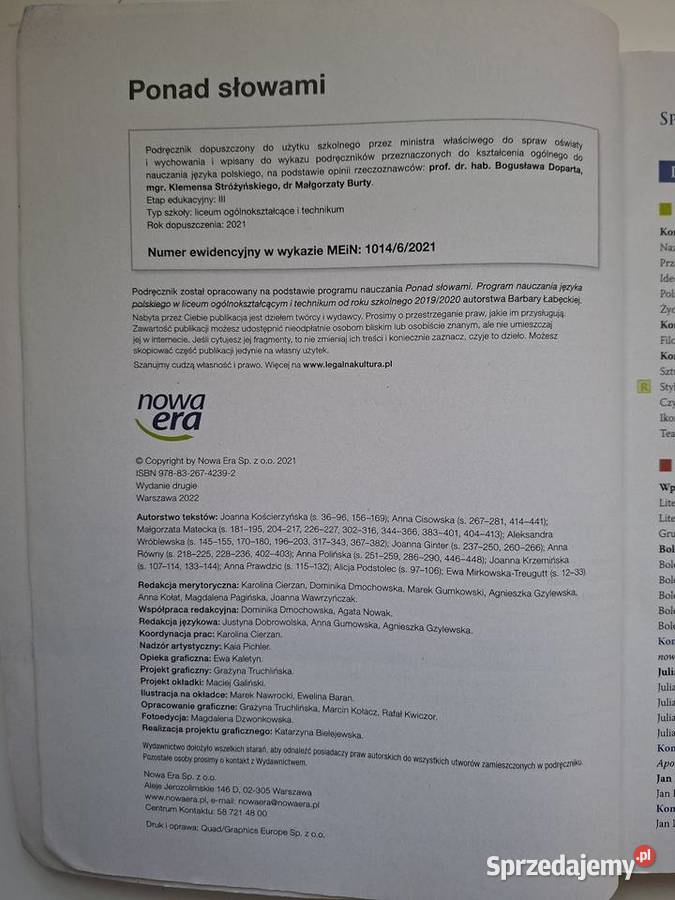 Ponad słowami 3 podręcznik cz2 język polski mazowieckie Małkinia Górna