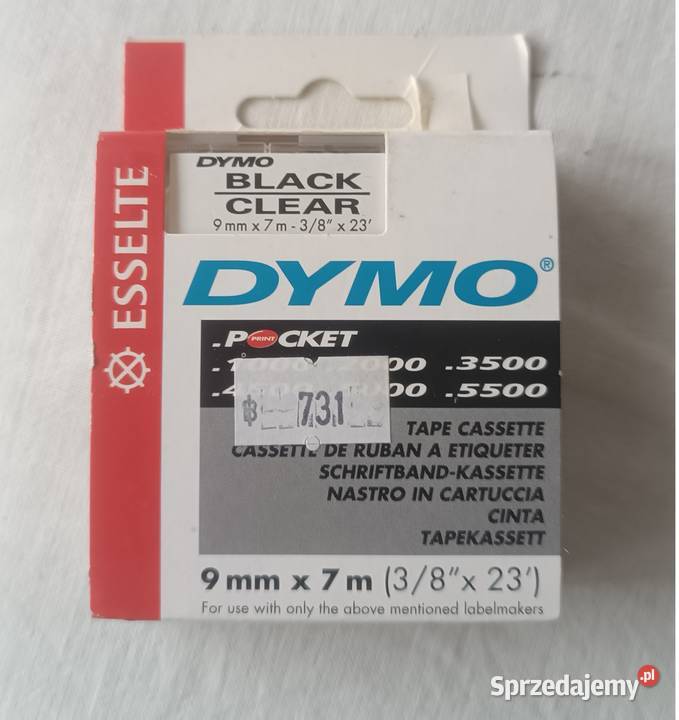 Taśma dymo 9 mm x 7 m 38 x 23 Black Clear Białystok