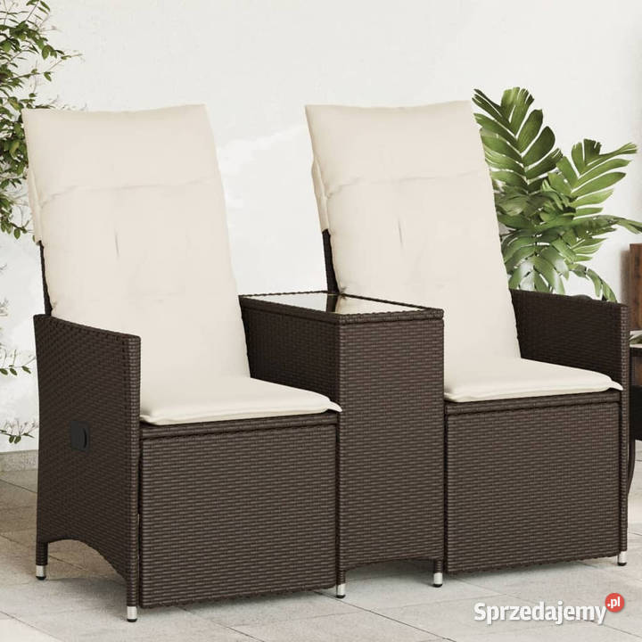Rozkładana sofa ogrodowa ze stolikiem 2os brąz Warszawa