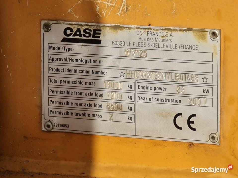 Sprzedam koparka Case WX125 2007 nie Kraków