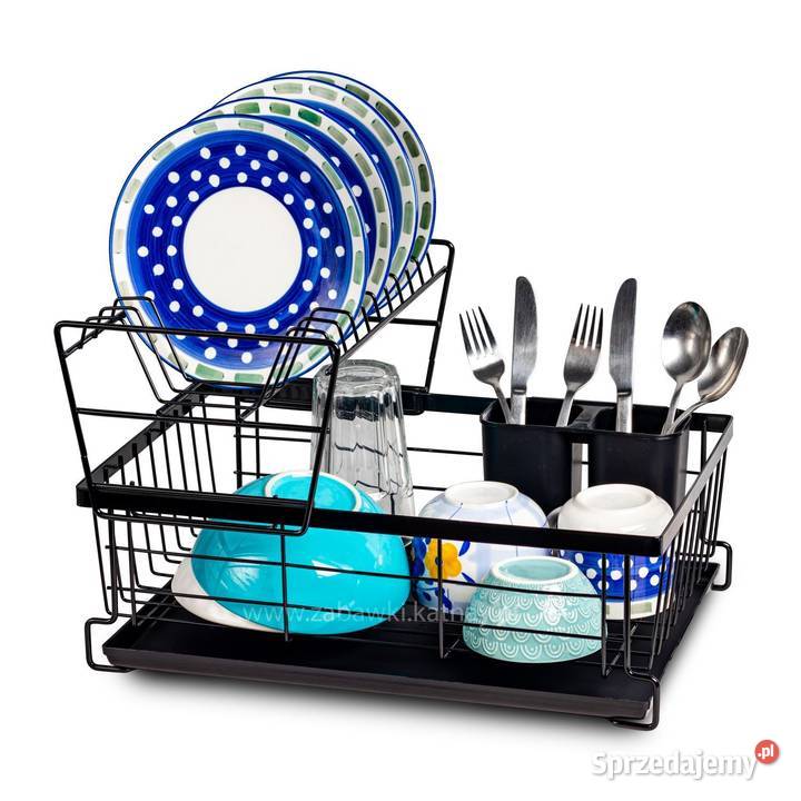 Dwupoziomowa suszarka ociekacz z tacką czarna Poznań