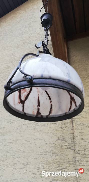 Lampa wisząca duża szklana metaloplastyka metal
