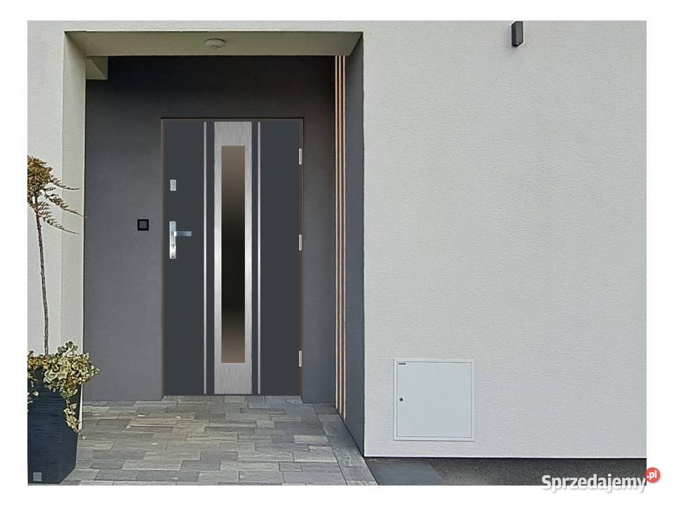 Drzwi wejściowe do domu GI09 INOX Antracyt 90 mazowieckie Ciemniewo sprzedam