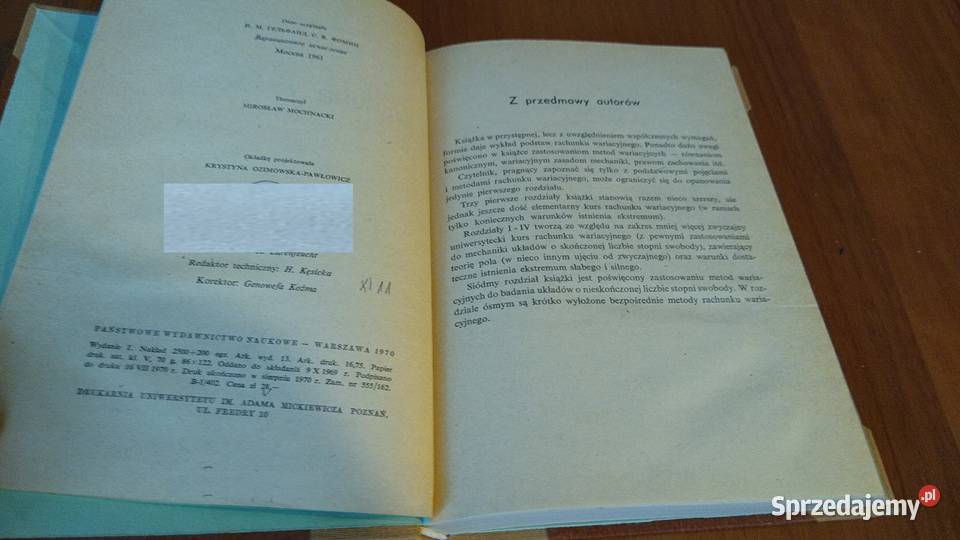 Rachunek wariacyjny I M Gelfand S W Fomin Gdańsk sprzedam