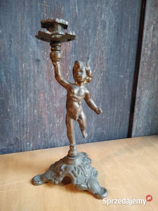 Stary mosiężny świecznik zabytek PRL starszy Pozostałe Pozostałe Dąbrowa Górnicza