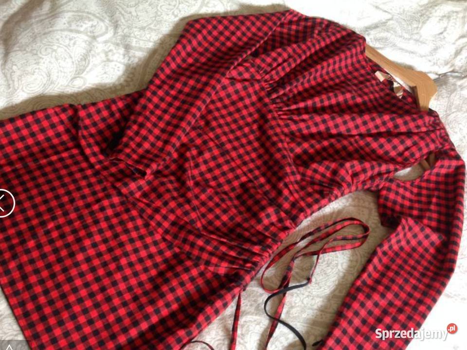 Sukienka Mini Damska N21 r XS czerwona pepitka Nowa Sól