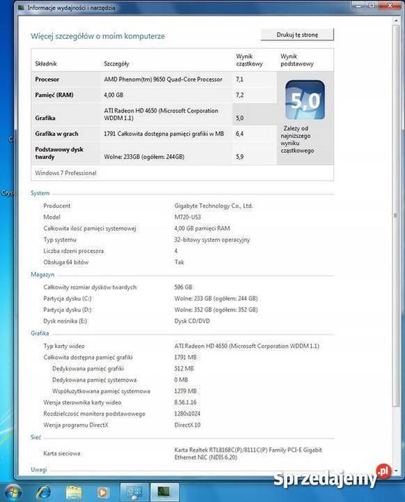 Wydajny Sprawny komputer gotowy do pracy nauki i Warszawa