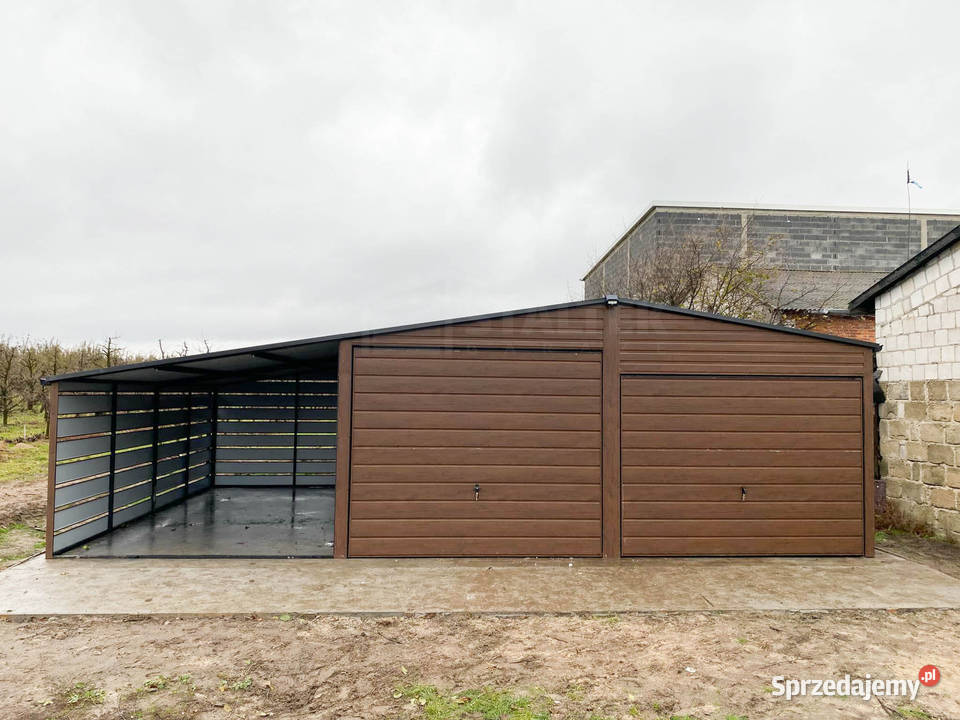 Garaż blaszany 6x6m wiata 3m 2x Brama rynny warmińsko-mazurskie Olsztyn