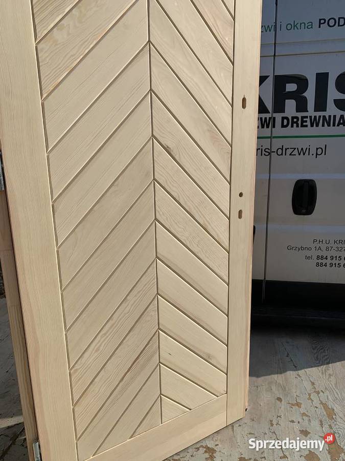 DRZWI ZEWNĘTRZNE LITE DREWNO SOSNOWE RĘKI Grzybno