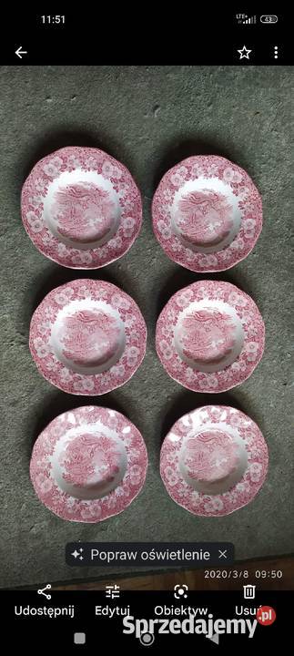 Talerze do zupy Wedgwood porcelana Anglia scenki Wrocław