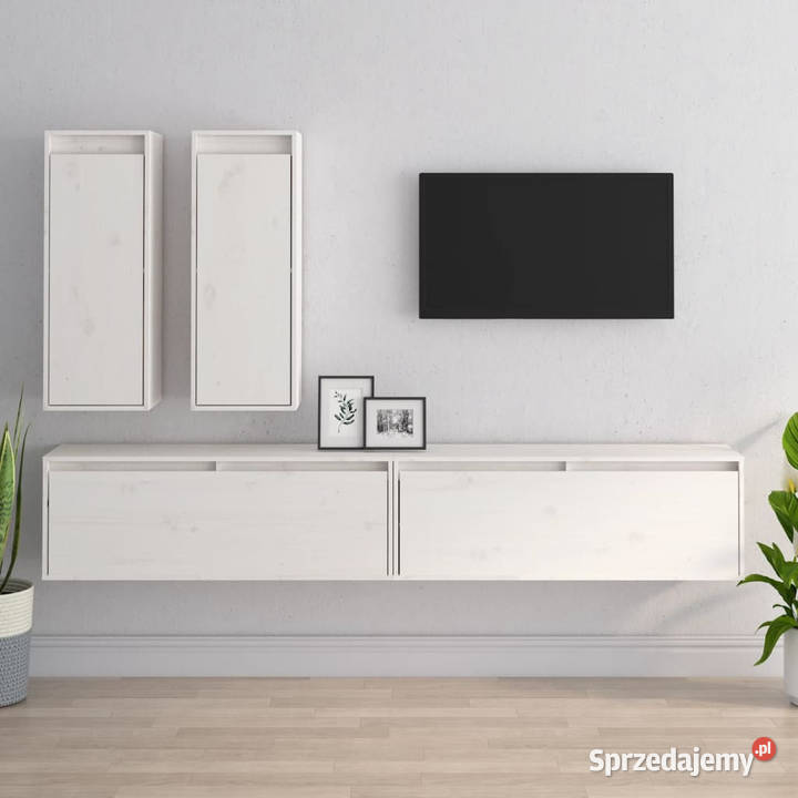 Szafki pod TV 4 białe lite drewno sosnowe Warszawa