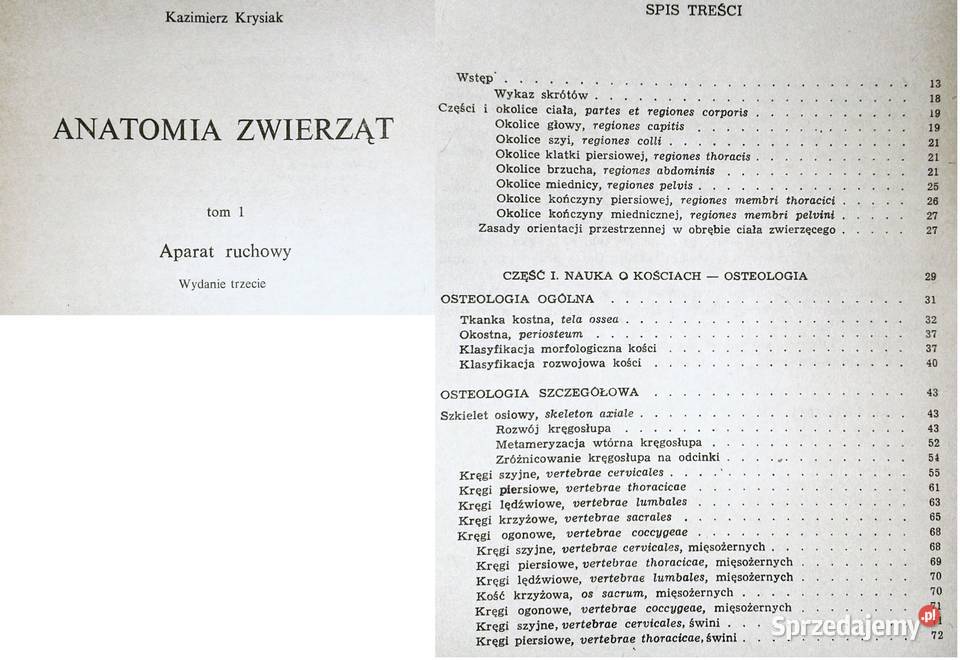 Anatomia zwierząt Tom 1 Kazimierz Krysiak Chełm