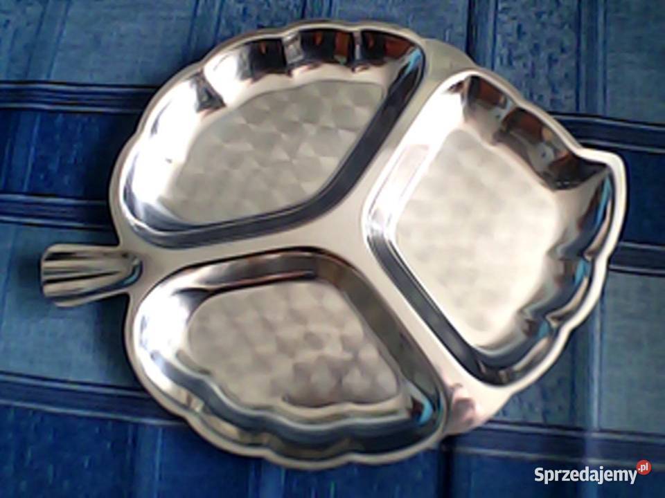 Patera metalowa chromowana w kształcie liścia mazowieckie Warszawa