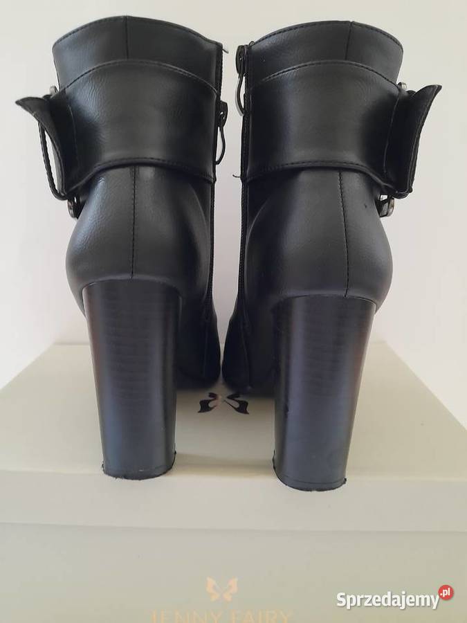Czarne botki na słupku 36 dolnośląskie Bogatynia sprzedam
