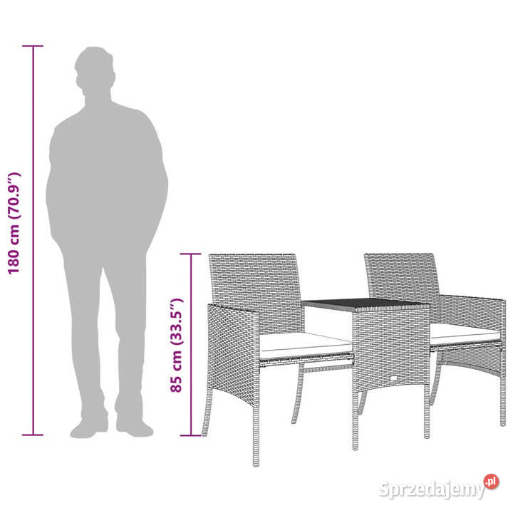 2os sofa ogrodowa ze stolikiem i stołkami brąz Warszawa