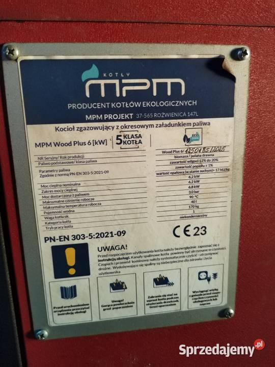 Kocioł MPM Wood Plus 6 kW 5 klasa ecodesign Staroźreby