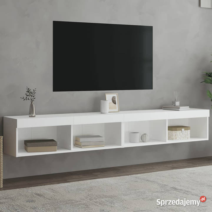 Szafki TV z LED 2 białe 100x30x30 WM837156