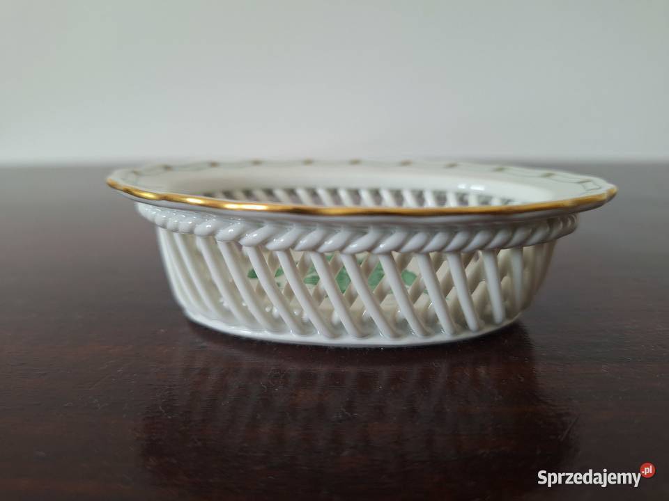 Luksusowy ażurowy koszyczek Herend Apponyi Green Porcelana i szkło Gdańsk