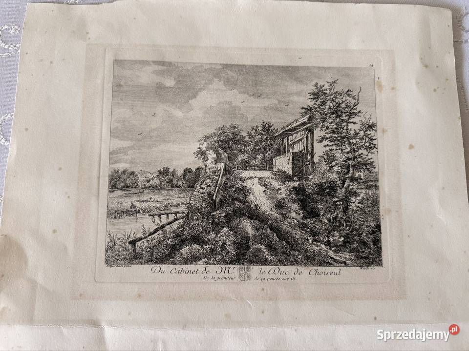 Antyczny miedzioryt XVIII w 1771 Duc de Choiseul Czerwionka-Leszczyny