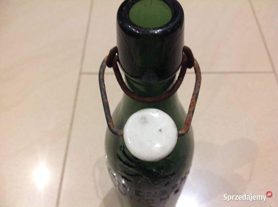 Stara Butelka Szklana z Porcelanką poj 05 L lubuskie Nowa Sól