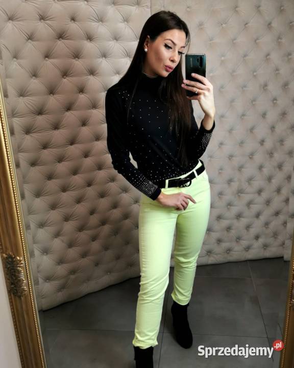 Spodnie jeansowe neonowy żółty Głogów