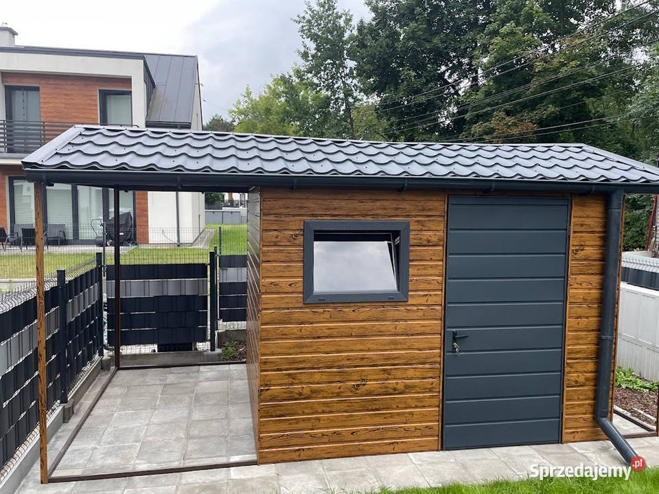 Domek ogrodowy 325m zadaszenie złoty dąbgrafit Olsztyn