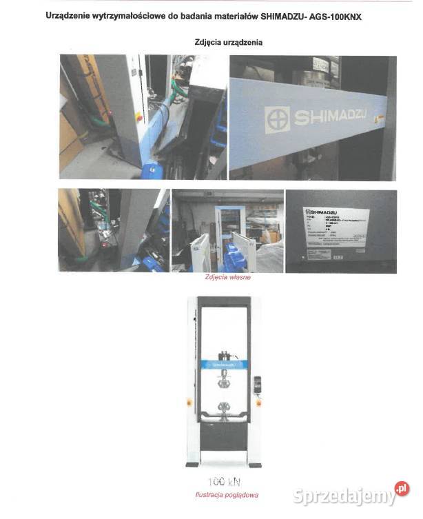Maszyna wytrzymałościowa AGSx100kN SCHIMADZU Białystok