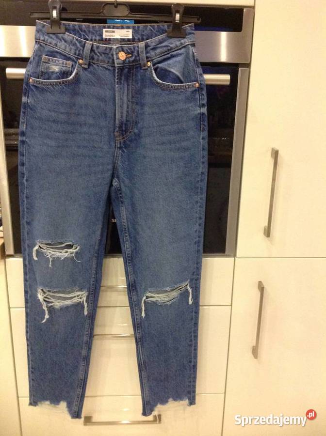 Spodnie Jeans Damskie BERSHKA S MOM Dziury Nowa Sól