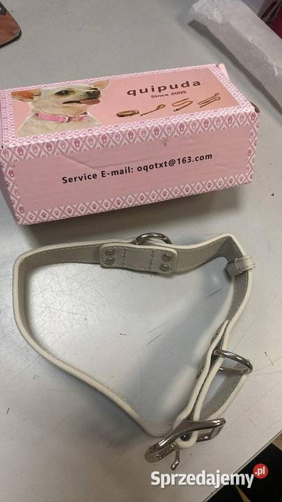 Obroża skórzana jasnoszara rozmiar M 3345 Szczerbice sprzedam