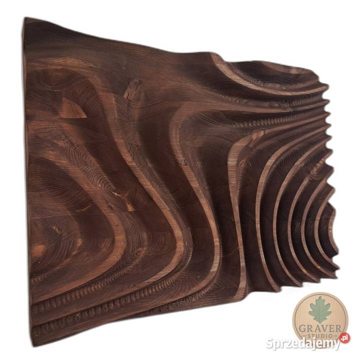 Płaskorzeźba drewniana fale wody dekoracja