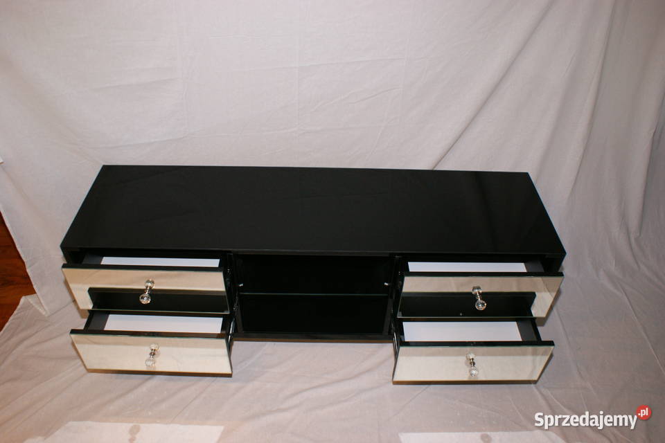 Stolik RTV czarny lustrzany z lustrem OKAZJA Kępno sprzedam
