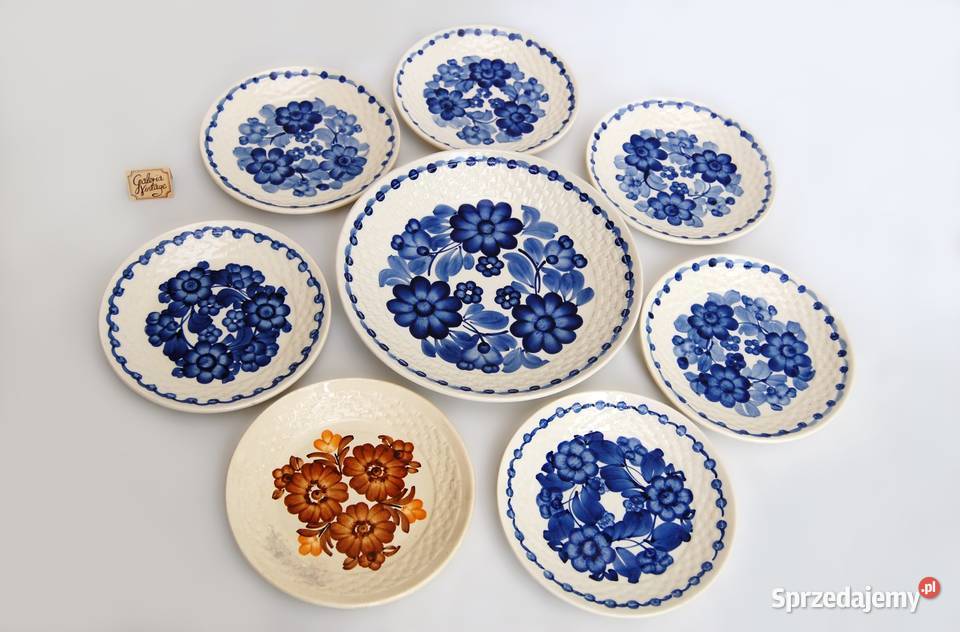 Fajans Koło PRL vintage malowany talerz patera lubelskie