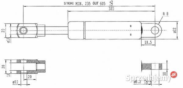 Sprężyna gazowa L605 mm 900N Stabilus CA656356 Kamionna