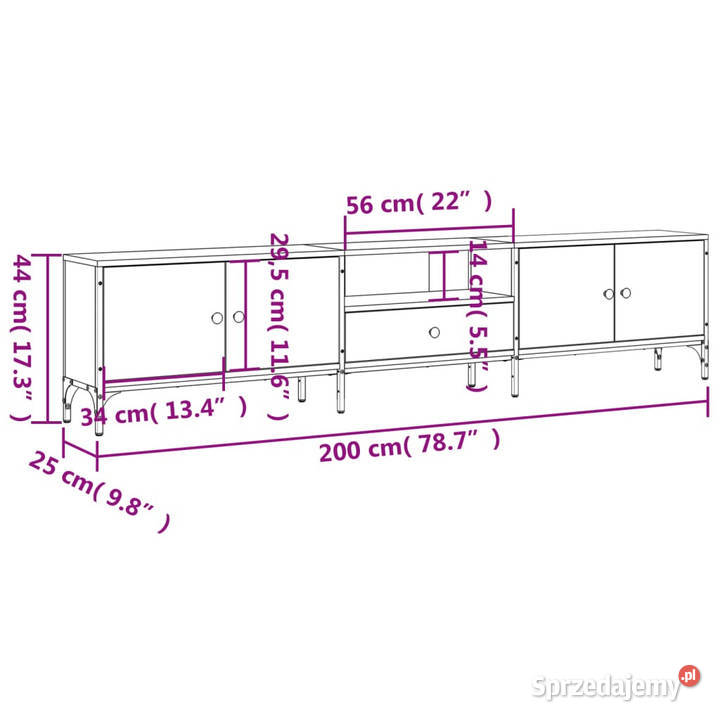 Szafka pod TV z szufladą dąb sonoma 200x25x44 mazowieckie Warszawa