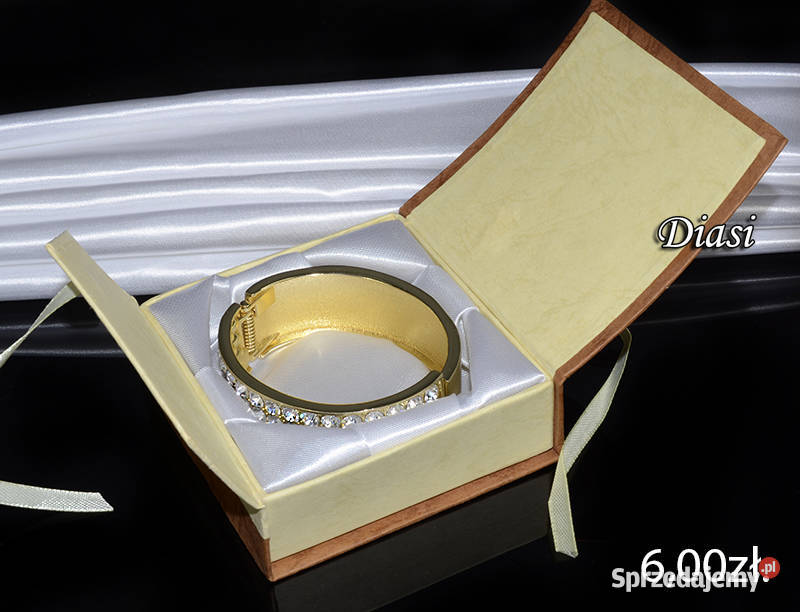 Piękna nowa złota bransoleta Bangle z cyrkoniami Łódź