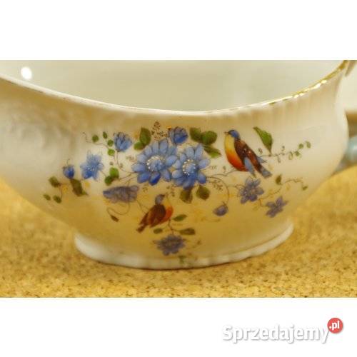 Porcelanowa sosjerka z podstawką dekoracja śląskie