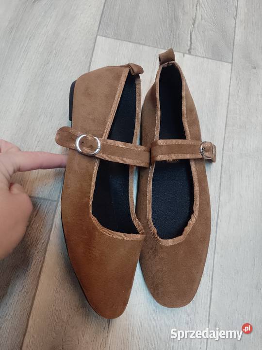 40 Brązowe baleriny wieczorowe z zapięciem NOWE Kraków sprzedam