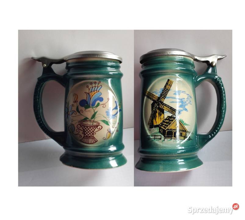 kolekcjonerski kufel ceramiczny z pokrywką Kielce