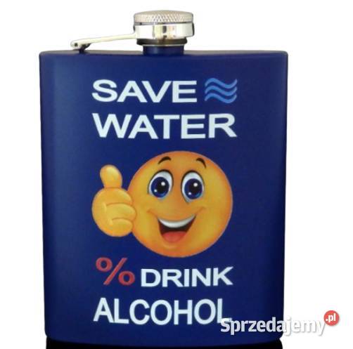 Niebieska Piersiówka Stal Nierdzewna z Hasłem śląskie