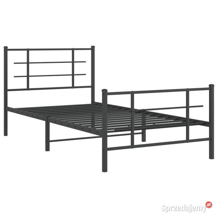 Łóżko Metalowe Czarne Rama Łóżka Ze Stelażem 112cm