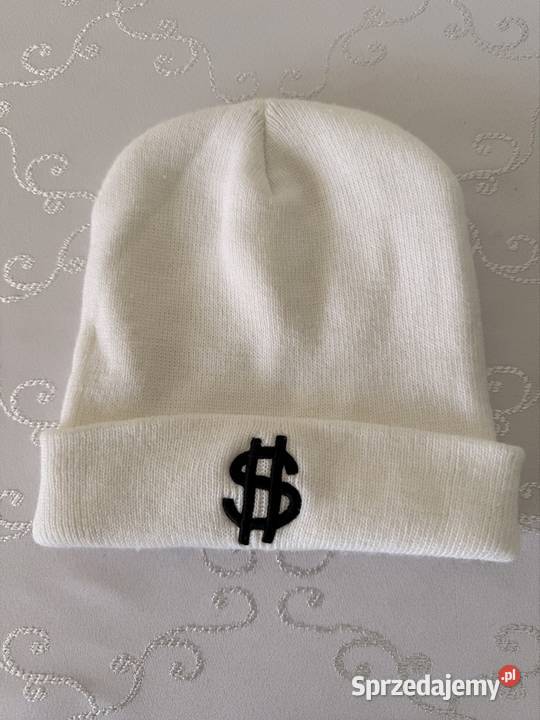 Czapka Zimowa Biała z Logo Dolara Streetwear Czerwionka-Leszczyny
