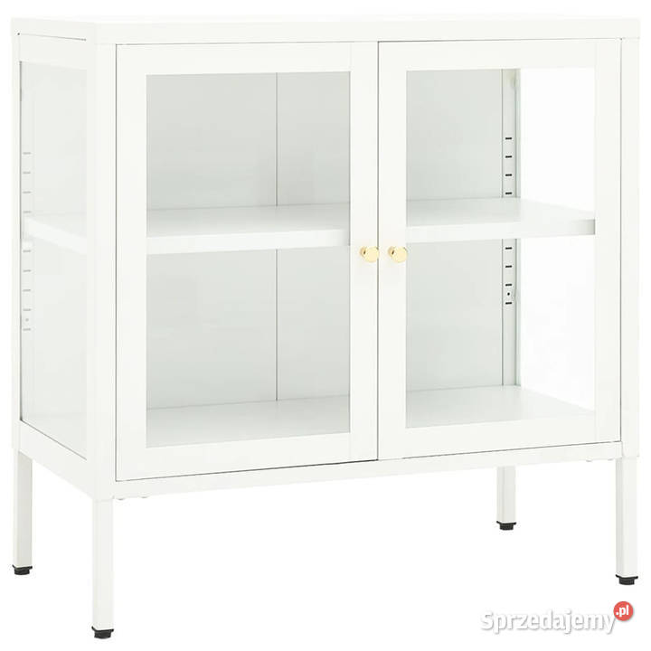 Szafka boczna biała 70x35x70 stal i szkło Warszawa