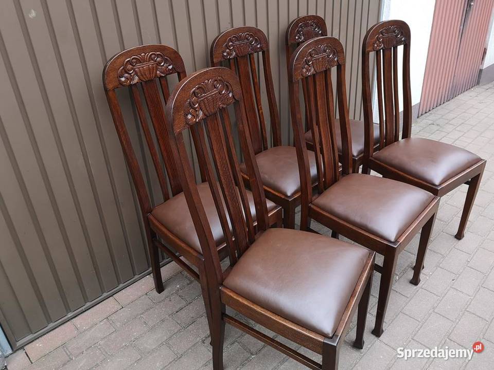 Krzesła Dębowe Wysokie Politura Stare Antyk Swarzędz sprzedam
