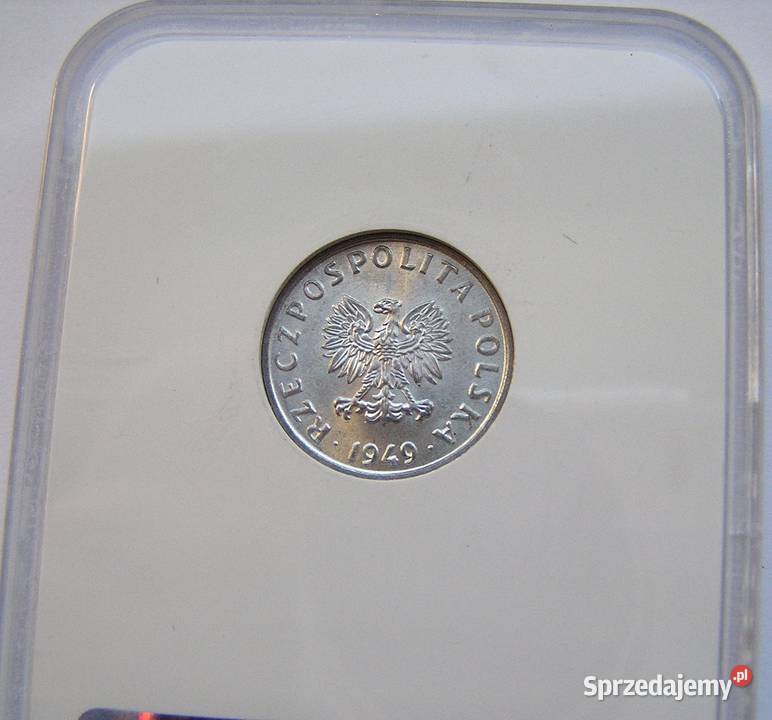 Polska 5 gr 1949 r bz Stan I UNC MS 65 w slabie Rydzyna