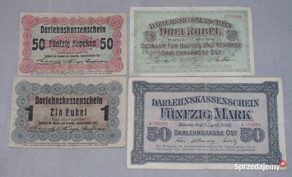 Zestaw banknotów okupacji niemieckiej 19141918 Płock