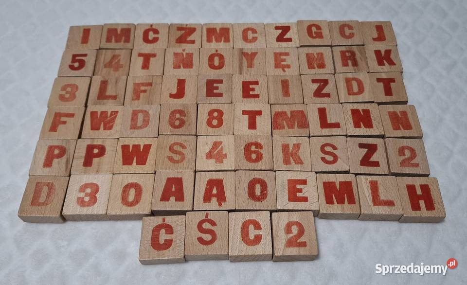 Klocki drewniane litery 44 Zabawka drewniana Edukacyjne śląskie Czeladź