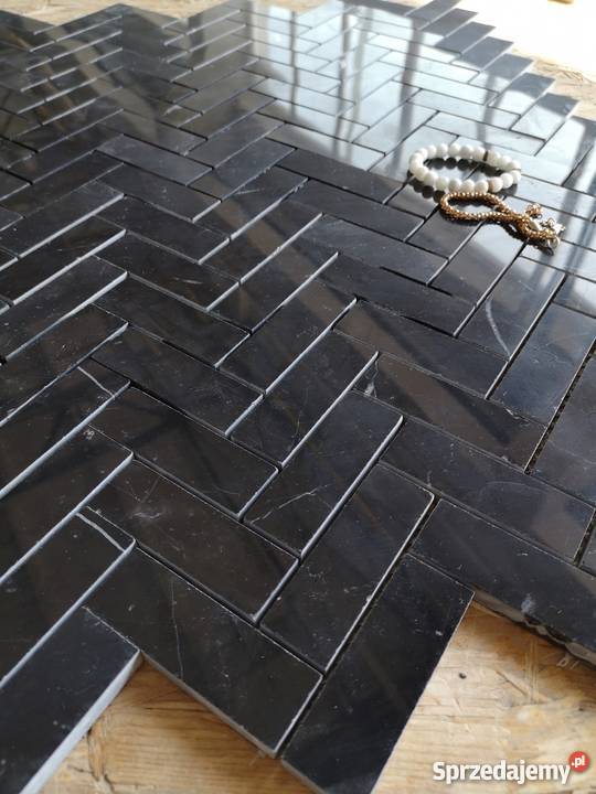 Mozaika Jodełka Nero Marquina poler 25x75 dolnośląskie Ostroszowice